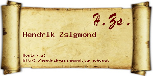 Hendrik Zsigmond névjegykártya